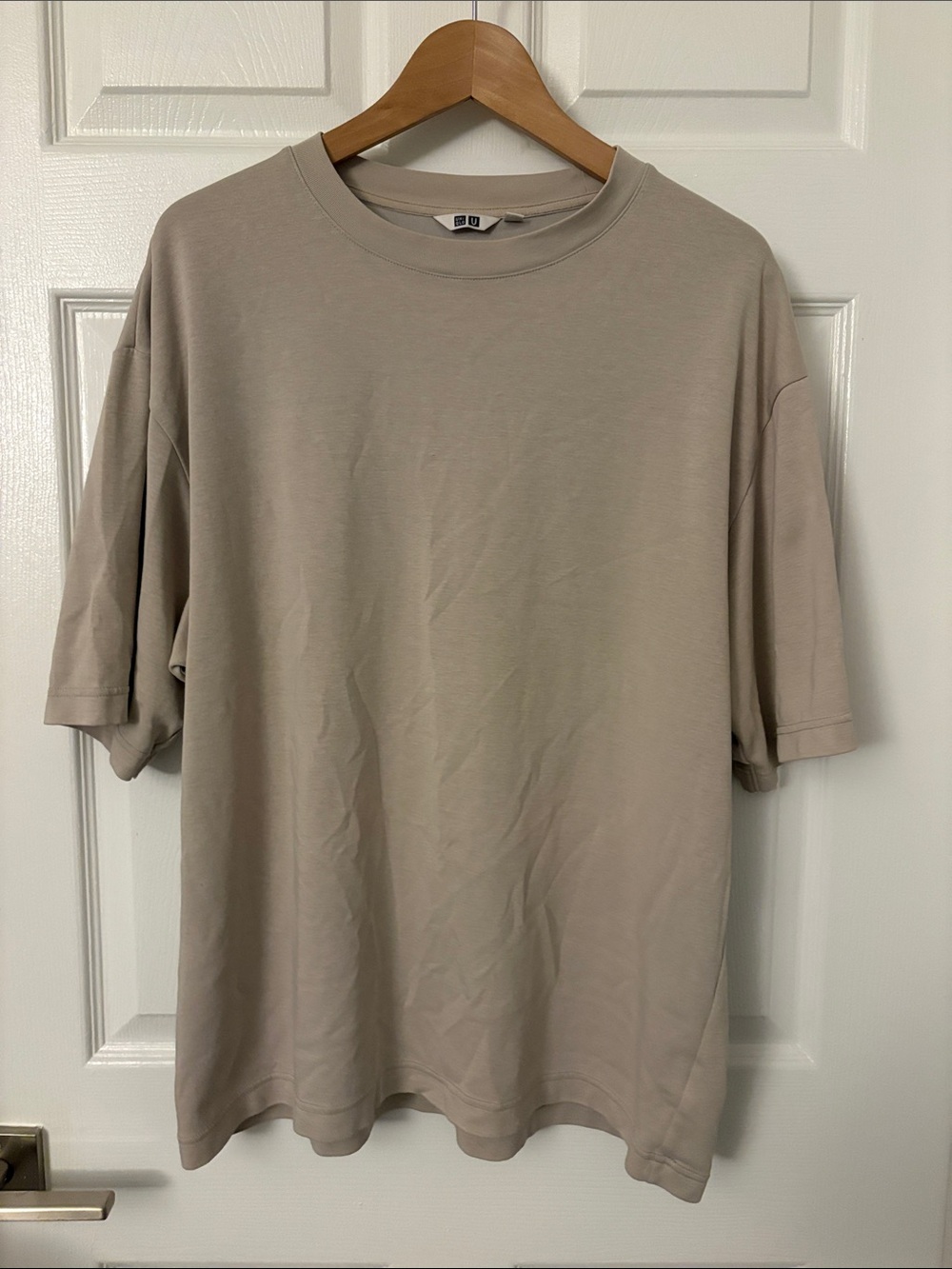 Uniqlo Short-Sleeve Crewneck T-Shirt — Taupe Beige